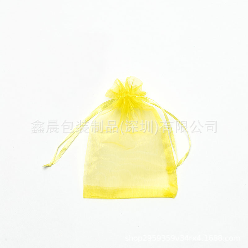 Organza solid-colored gauze bags/jewelry gift packaging bags/net bag gift packaging bags, drawstring drawstring bags, candy color details Picture