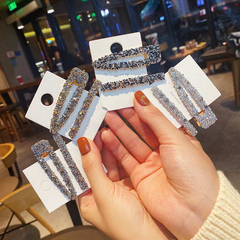 Net Red Rhinestone Duck Mouth Clip Ins Simple Hairpin Female Korean Hairpin Fringe Clip A New Clip Headwear Specification drawing