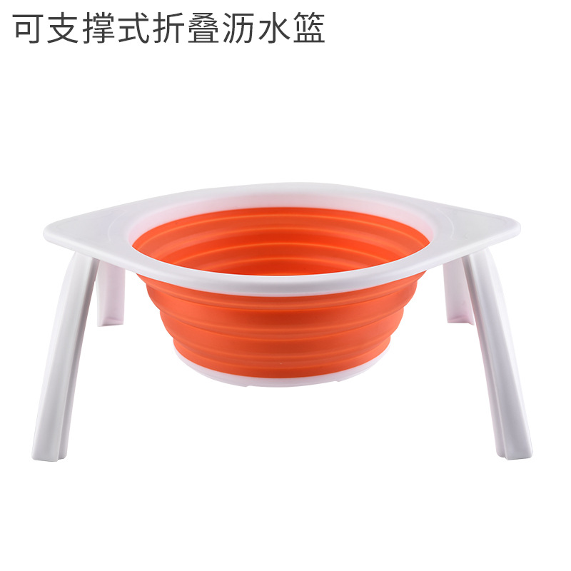 Collapsible collapsible drain basket multi-functional silica gel drain basket kitchen vegetable filter basket wholesale details Picture