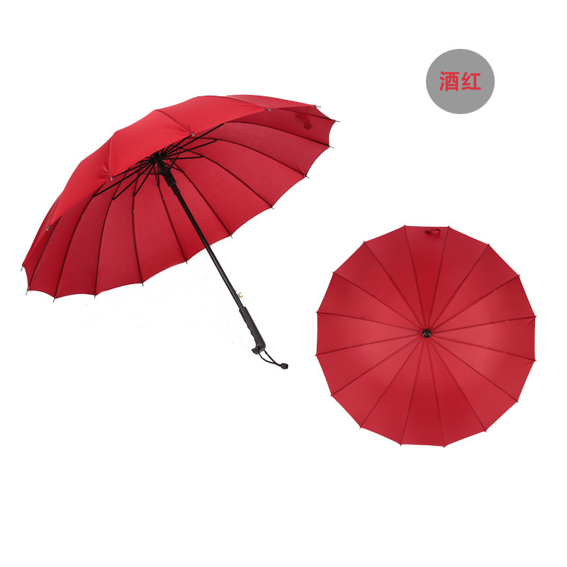 16骨素色直杆彩虹雨伞 自动长柄雨伞定制广告礼品伞可加印LOGO详情图4