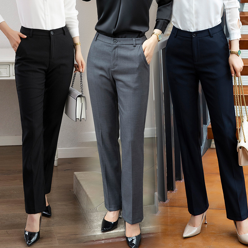 Professional suit pants, women's work pants, black formal pants, women's dress pants, high-end drape thin straight long pants for work