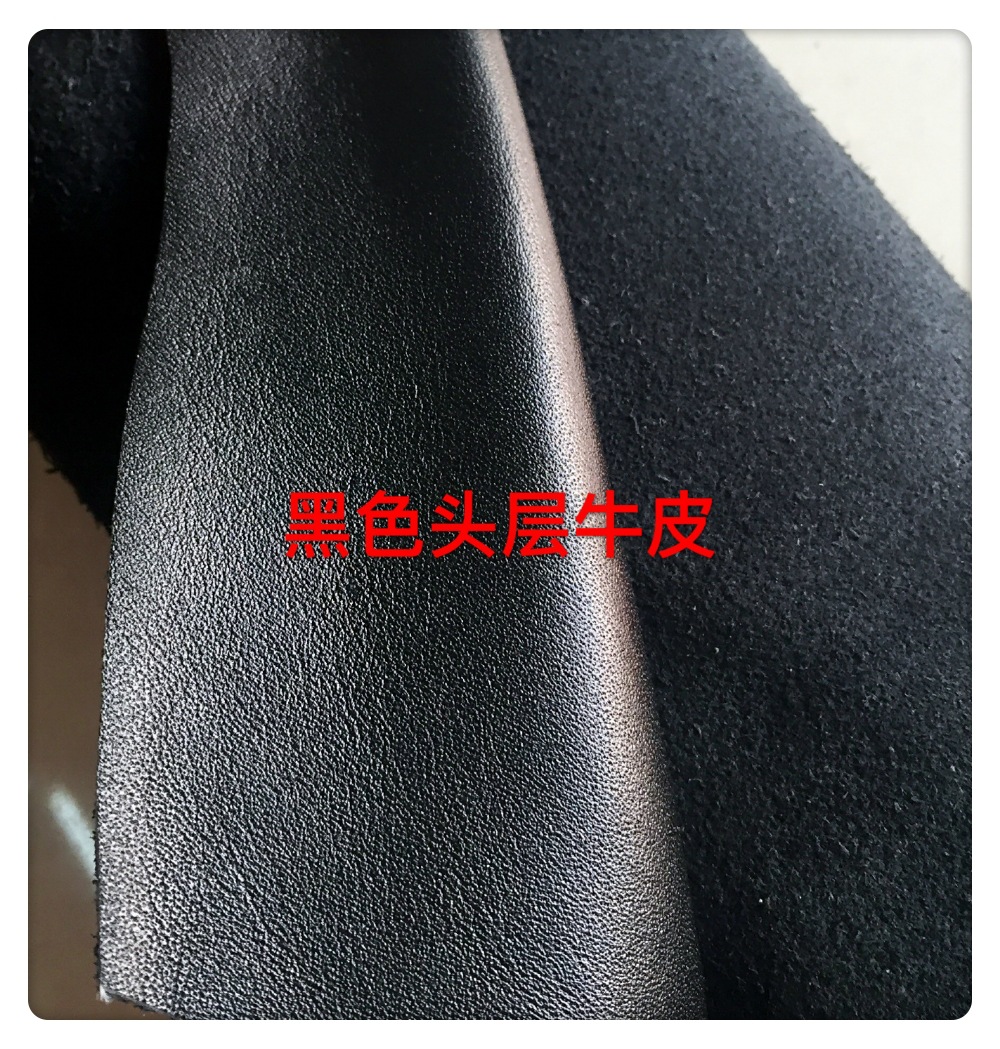 Yiwu genuine black top-grain cowhide plain grain fine pattern top-grain cowhide upper leather for luggage and accessories Item Picture