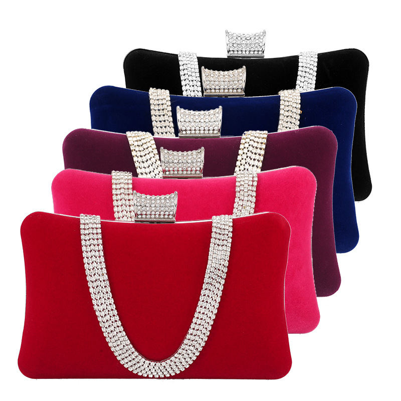 Cross border dinner bag Lady hand bag flannelette evening bag fashion one shoulder handbag lady banquet bag one shoulder cross span bag