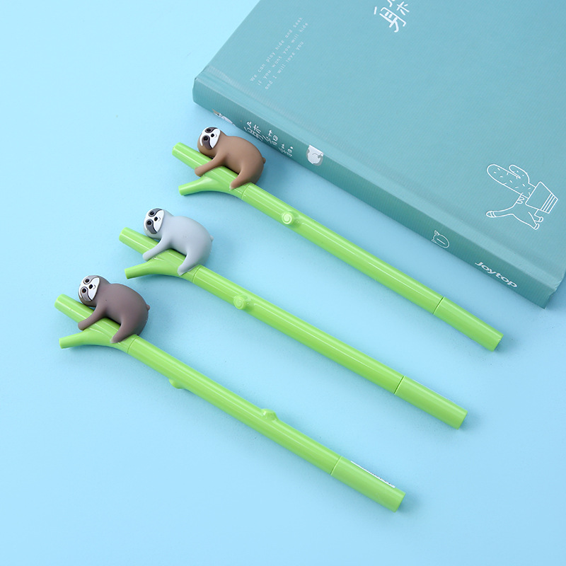 Wholesale of sloth silicone gel pens from the manufacturer, Zhongfan Creative, fresh and cute black gel pens, cute cartoon signature pens Specification image
