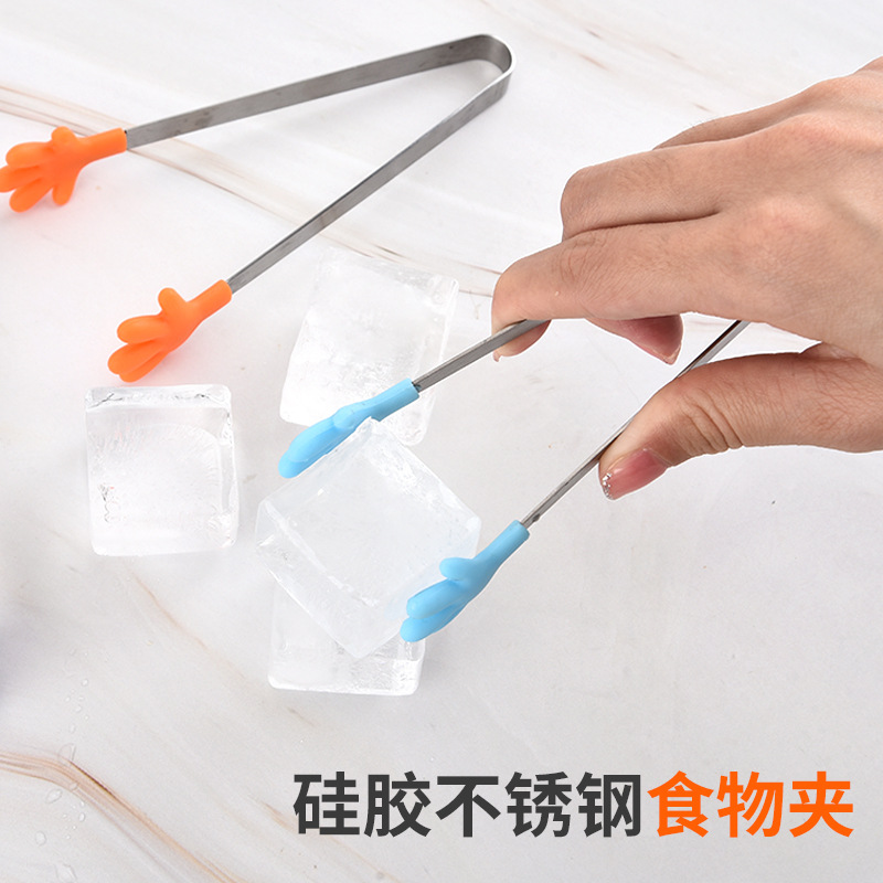 Silicone sugar cube tongs, stainless steel food tongs, food tongs, sugar cube tongs, creative small palms, silicone food tongs, ice tongs details Picture