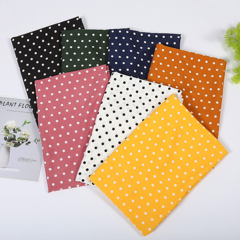 Factory Direct Sales Summer Polka Dot Printed Fabric Black And White Polka Dot Four-Sided Elastic Printing Fabric Dress Fabric