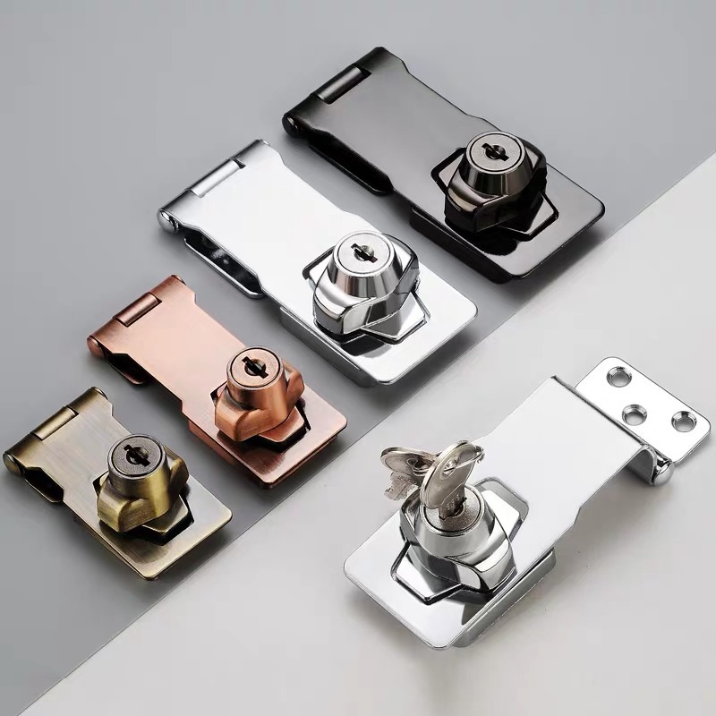 Lock Plate Lock Buckle Drawer Lock Cabinet Door Lock Desk Closet Lock Free Hole 2-In-1 Lock Plate With Lock Specification drawing