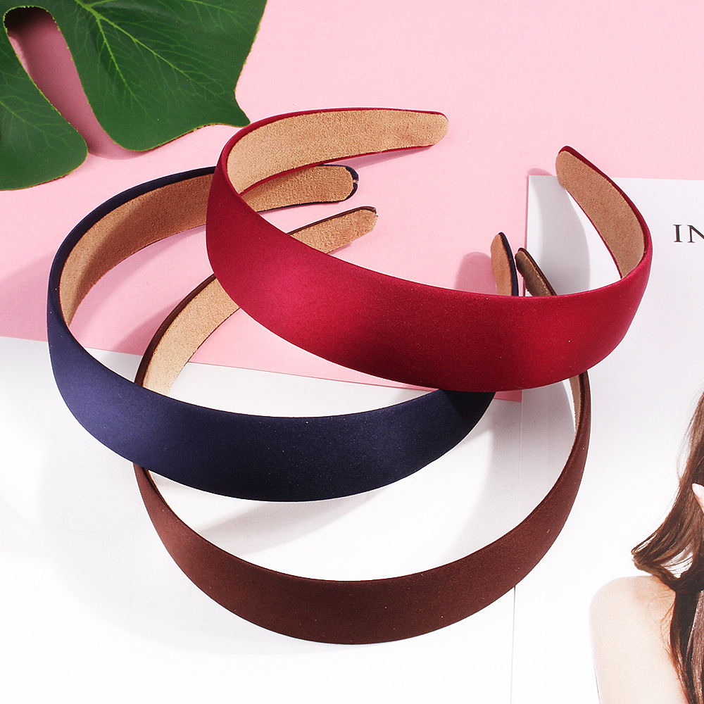 South Korea Hair Accessories 3Cm Wrap Cloth Headband Semi-Finished Wide Headband Multi-Color Optional Yiwu Hair Card Wholesale A188 details Picture