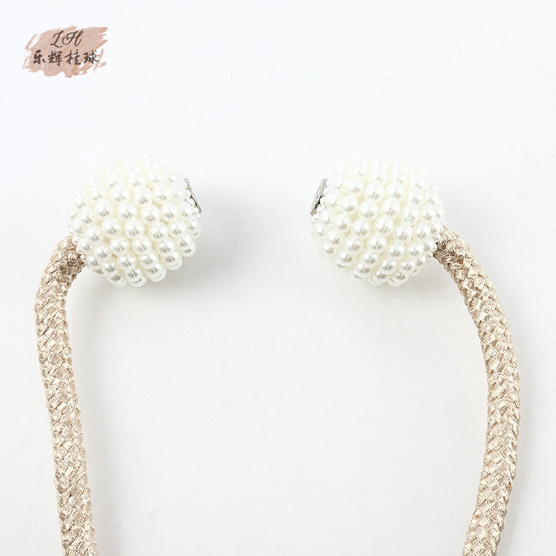 The manufacturer supplies simple and thin rope pearl magnetic buckle curtain straps, binding ropes, curtain accessories and auxiliary materials, and curtain buckles Specification image