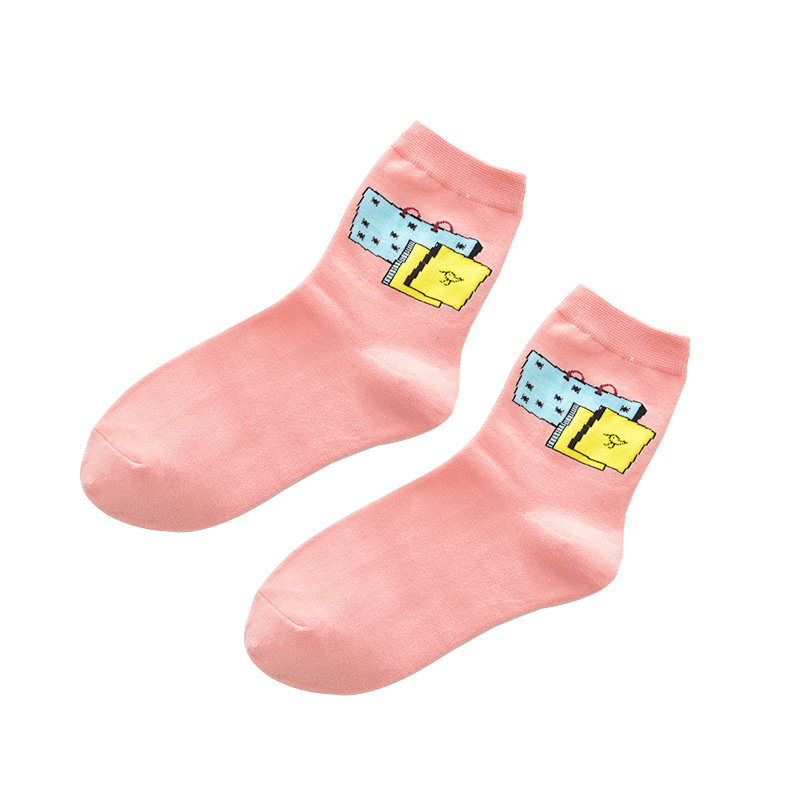 Cartoon socks for women's autumn new style, Bata mid-calf women's socks, all-cotton, comfortable, breathable and sweat-absorbing adult socks, cotton socks Item Picture