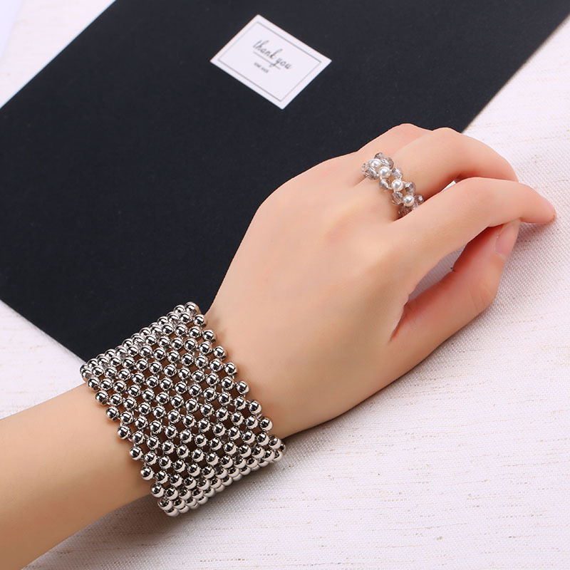 ins bracelet Korean version popular new bracelet, fashionable pearl wide version jewelry, niche design beaded bracelet wholesale details Picture
