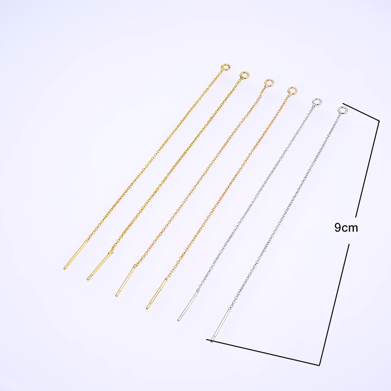 Copper-plated color-preserving ear thread and ear needle accessories, diy materials, fine chain earrings, long tassel earrings, factory direct sales Item Picture