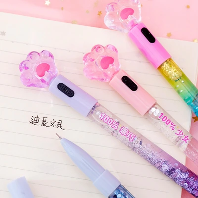 Instagram Girl Heart Cat Claw Luminous Neutral Pen Cute Creative Oil Quicksand Light Pen Student Signature Pen Pen