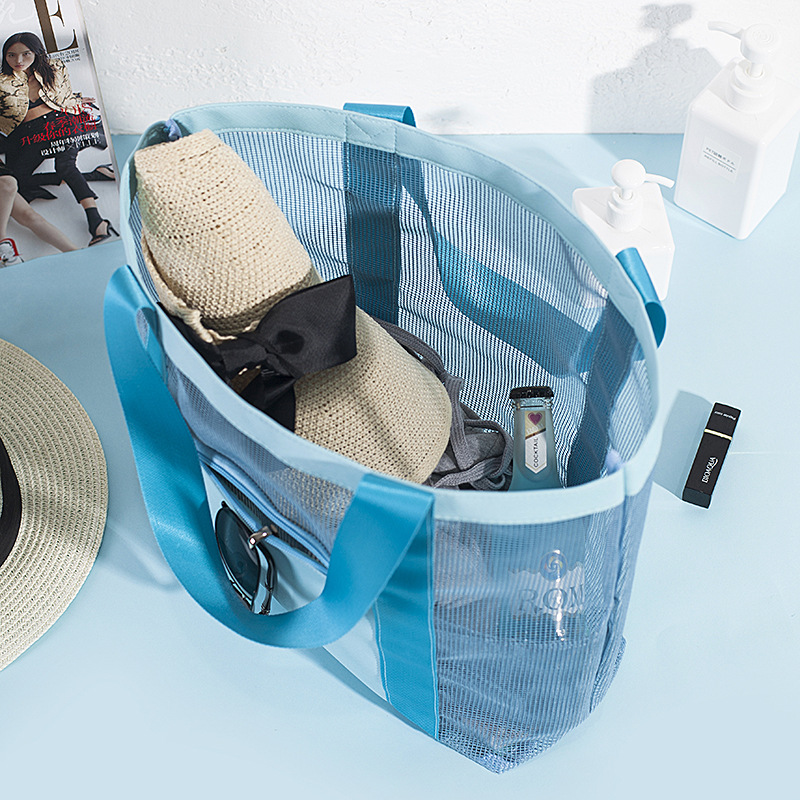 新款旅行沙滩包收纳包手提户外洗漱游泳包网格收纳袋旅行包详情图5