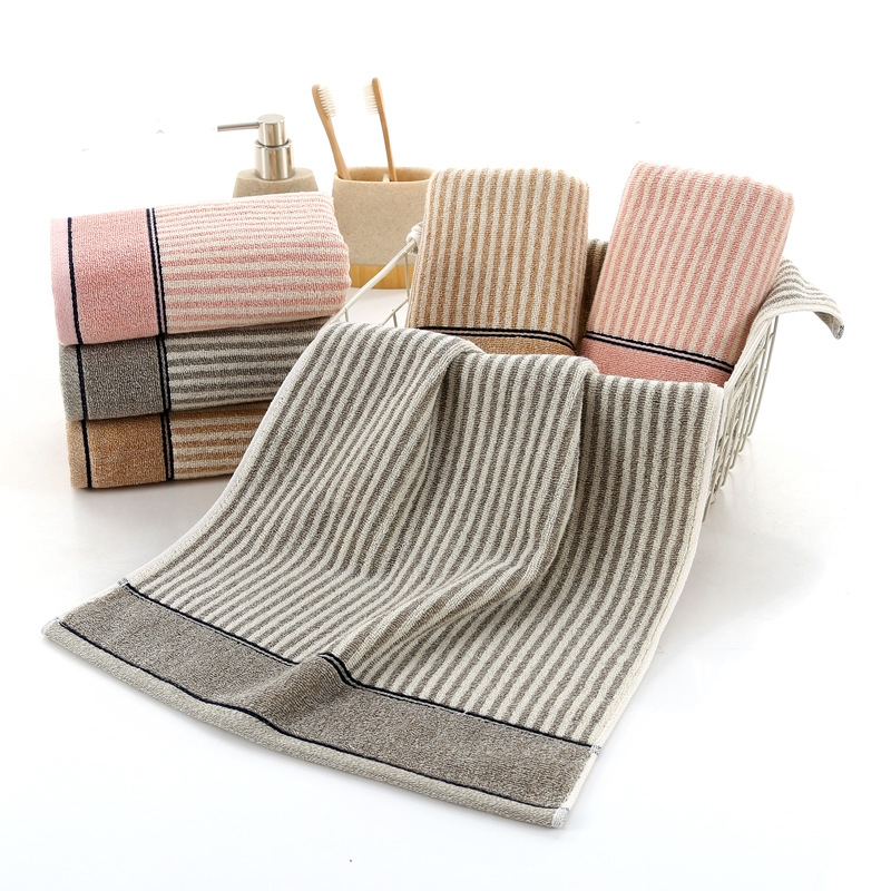 Manufacturers Wholesale Striped Towel Jacquard Thickened Absorbent Face Towel Wipe Face Towel A Hair Daily Necessities Shopping Mall Supermarket