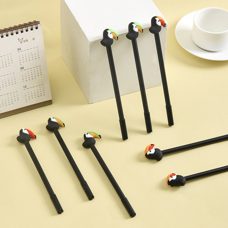 Zhongfan Stationery ZF2067 Toucan Gel Pen Soft Rubber Creative animal-shaped Pen Student Ballpoint Pen Wholesale Specification image