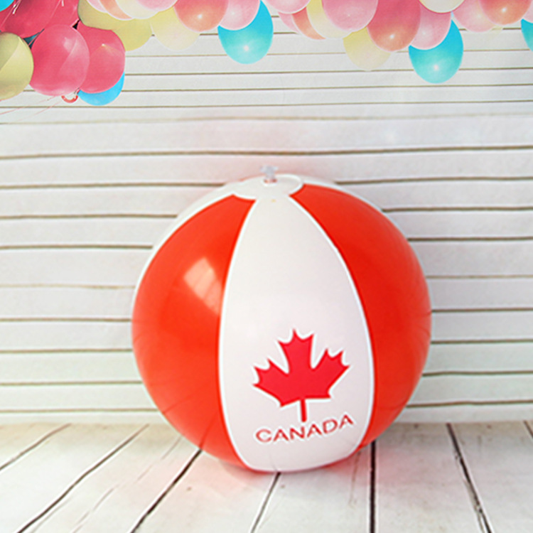 虹雨® 厂家定制logo枫树叶红色pvc充气球促销广告球CANADA加拿大沙滩球详情图3