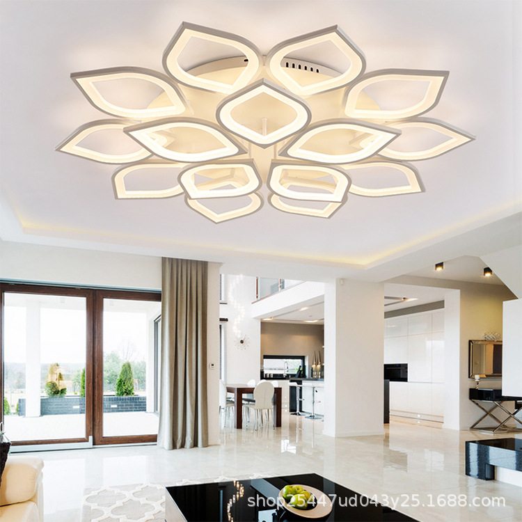 Nordic LED petal-shaped ceiling lamp, simple, modern, creative and individual art for the living room, grand flower-shaped lamp for the master bedroom