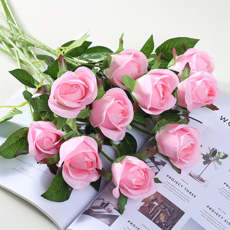 Wholesale artificial roses, handcrafted flowers, single roses, fake flowers, silk flowers, home and living room decoration flowers. Factory direct sales Specification image