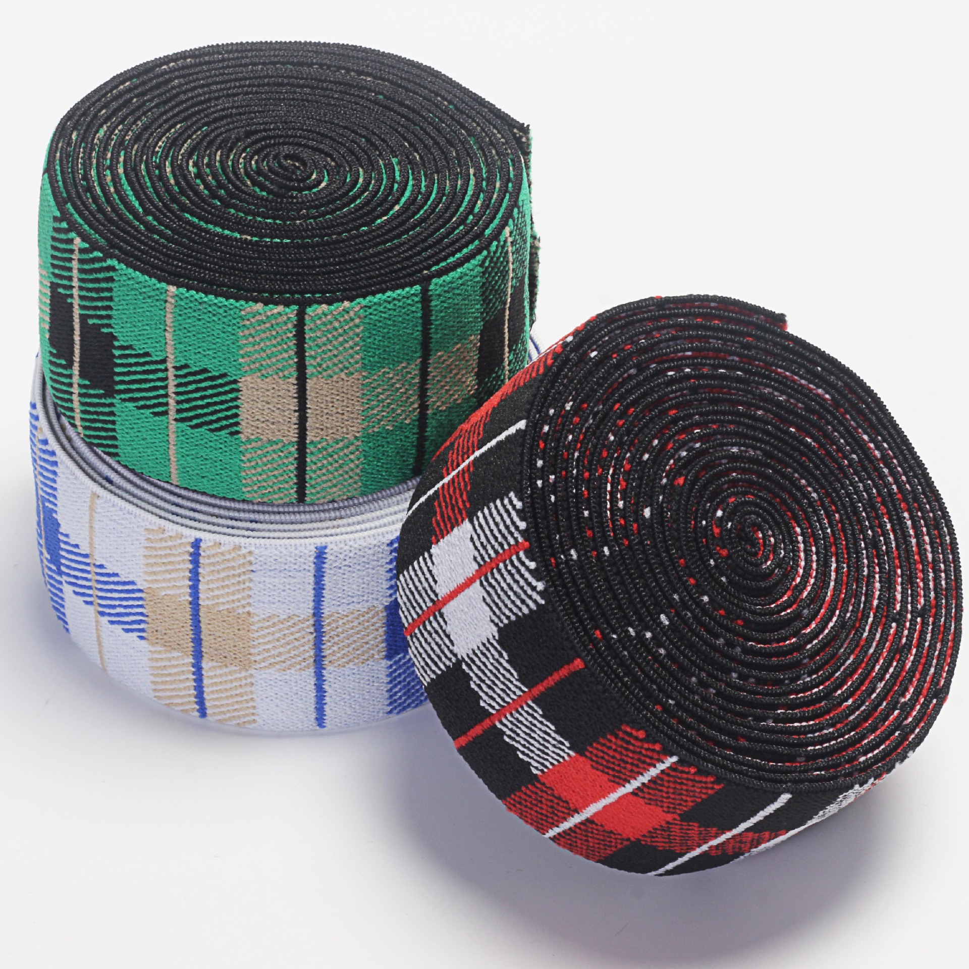Manufacturers Directly Supply 3.8Cm Color-Matching Scottish Chequer Clothing Underwear Jacquard Elastic Waistband Waistband