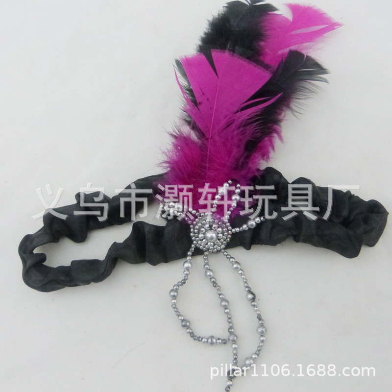 In the 1920S, three isolength beaded head hoop headband was worn in the 1920S with electroplated beaded feather headband and princess feather headband Specification drawing
