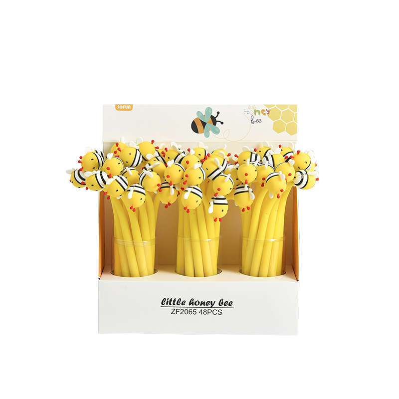 Zhongfan ZF2065 Bee Gel Pen, Creative curved Silicone animal-shaped pen, customized from a student stationery manufacturer Item Picture