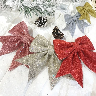 Christmas Bow Pearl Cotton Gold Pink Bow Christmas Tree Pendant Hotel Shopping Mall Ktv Decoration Supplies