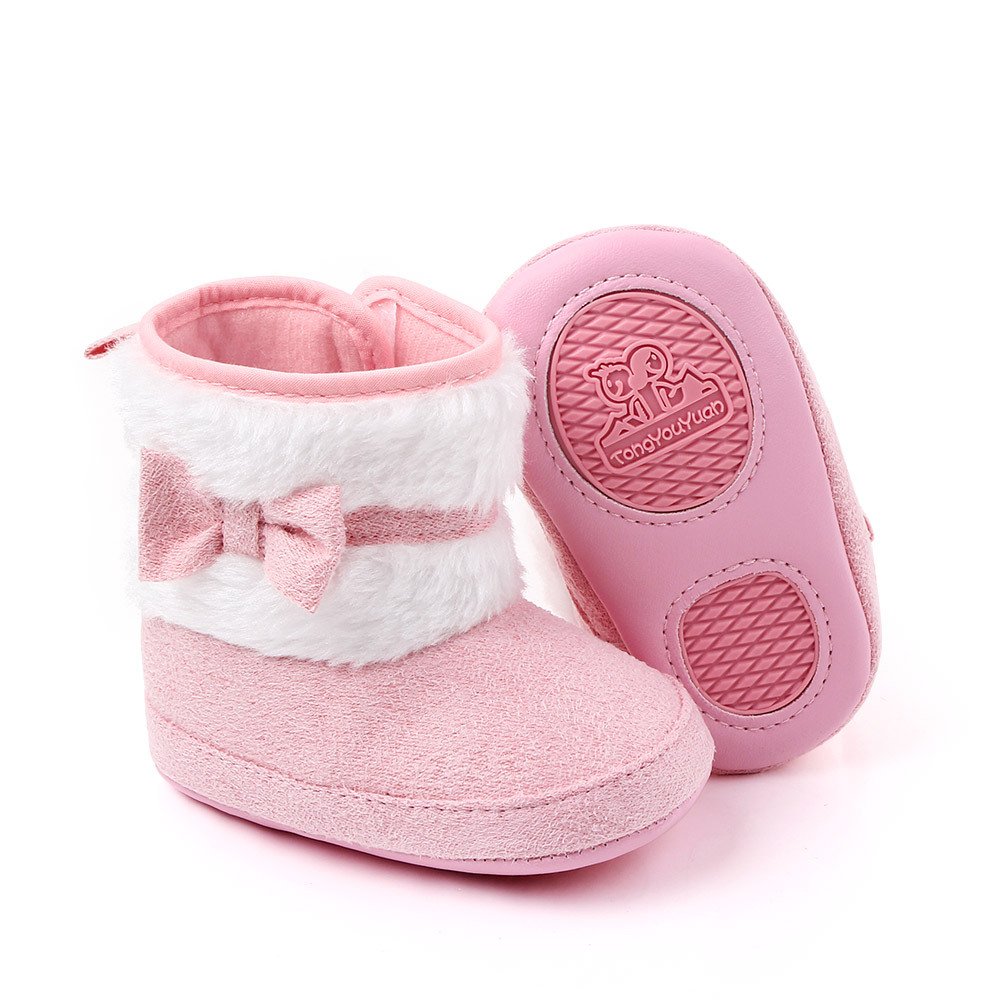 Wholesale of baby shoes for winter, new style bow high-top soft-soled baby cotton shoes, walking shoes and boots 1648 Specification image