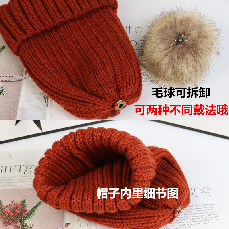 Hat Women Autumn-Winter Imitation Fox Fur Ball Woolen Hat Women Winter Tide All Warm Korean Children's Knitted Hat Application Scenario
