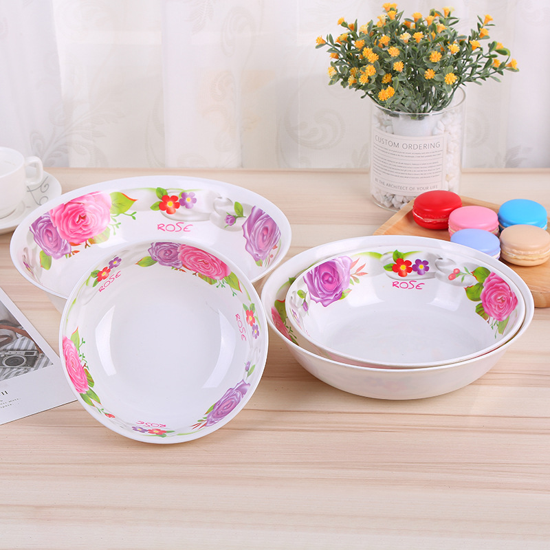 厂家批发餐具碗 碟 盘套装 密胺材质圆形碗碟饭菜家具餐具批发