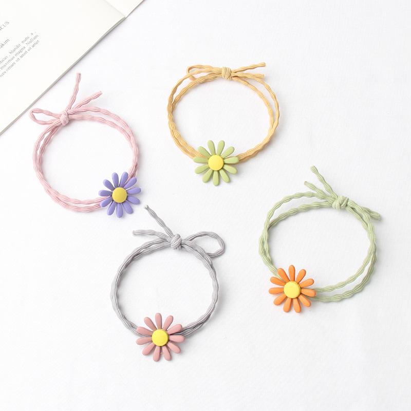 Korean Version Of Headwear Small Daisy Flower Scrunchie Korean Cute Knot Hair Rope Girls Small Fresh Hair Rope Personality Rubber Band Specification drawing