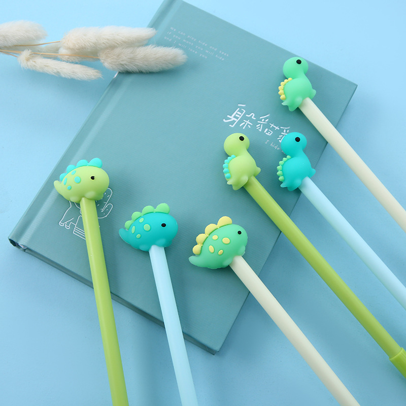 Korean version silicone cartoon silicone gel pens, small dinosaur animal silicone gel head gel pens, 36 pieces in a box, signature pens details Picture