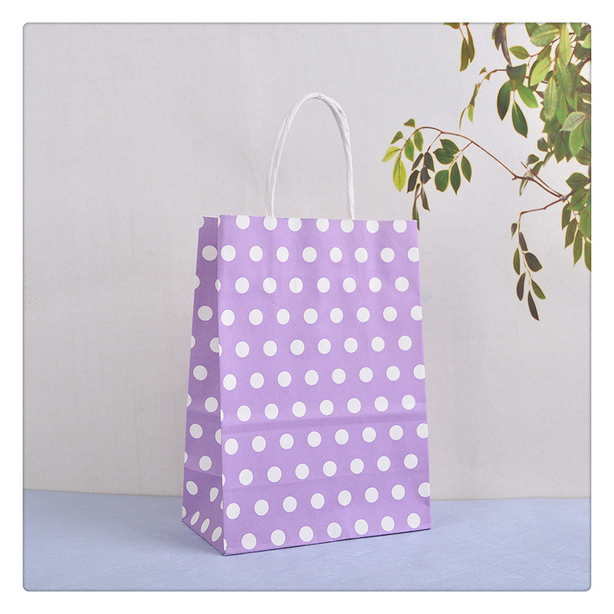 Factory direct sales of kraft paper polka dot gift bags, high-end imported kraft paper clothing bags, candy packaging handbags Item Picture