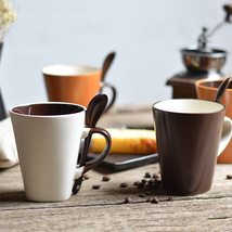 亚光磨砂喇叭马克杯创意简约 陶瓷杯子咖啡杯奶茶水杯 批发