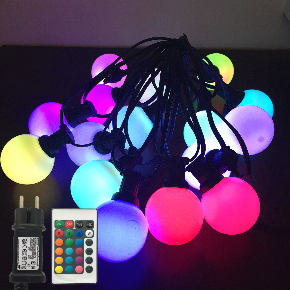 Factory direct sales of led color light strings, outdoor RGB large round ball light strings, wedding and festival light strings, Christmas lights details Picture