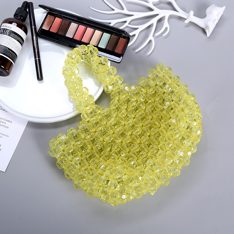 2022 New style hand-held crystal bag, diy handcrafted beaded bag, fashionable women's acrylic ins hand-woven bag in stock details Picture