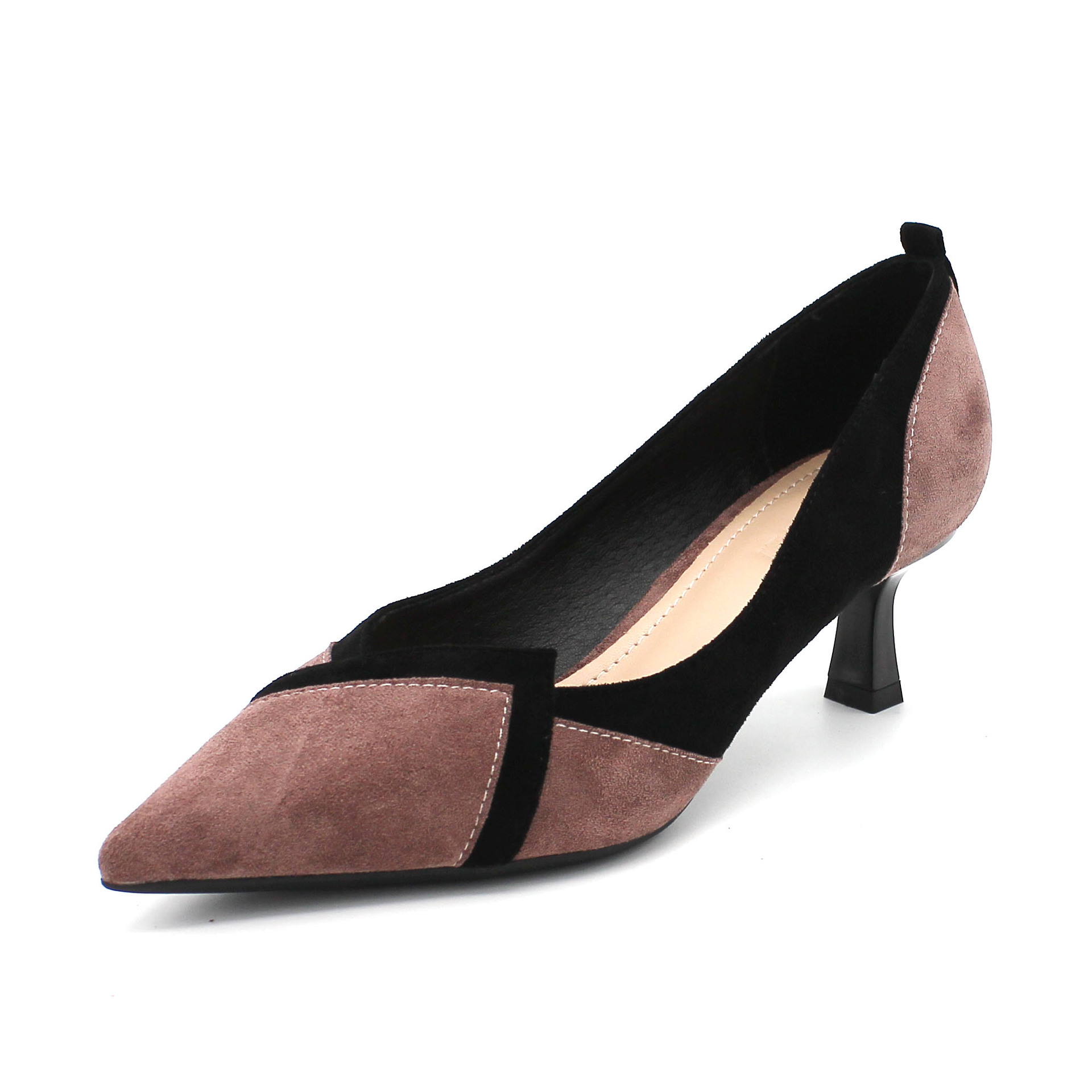 666-20 New Fashion 2020 Autumn/Winter Women's High Heels Slim Heel Pointed Shallow Mouth Suede Girl Style Women's Single Shoes Item Picture
