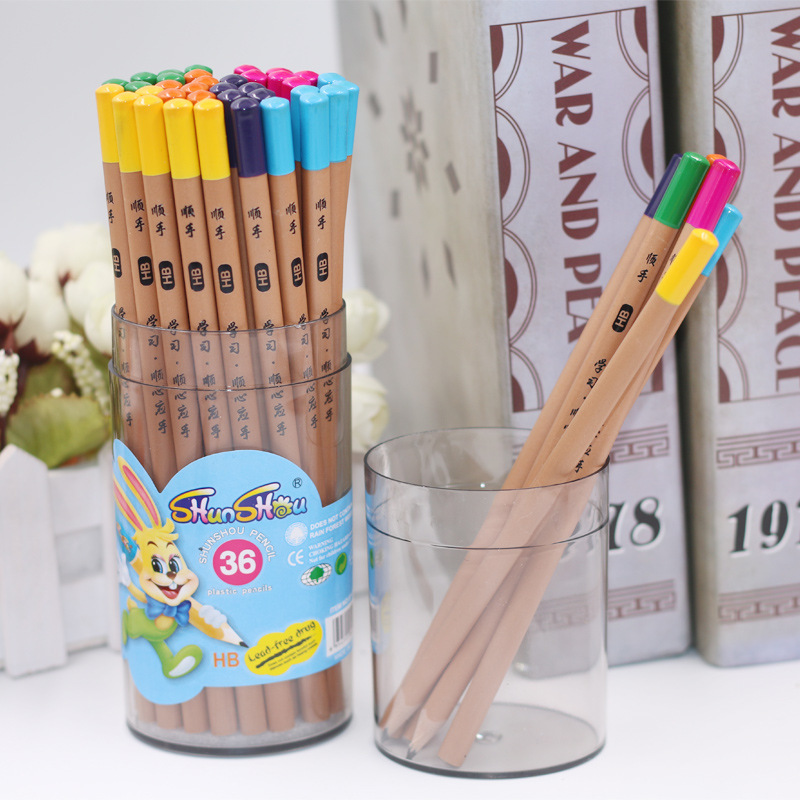 厂家直销铅笔36支装原木沾头黑色铅笔儿童学生铅笔不易断安全环保
