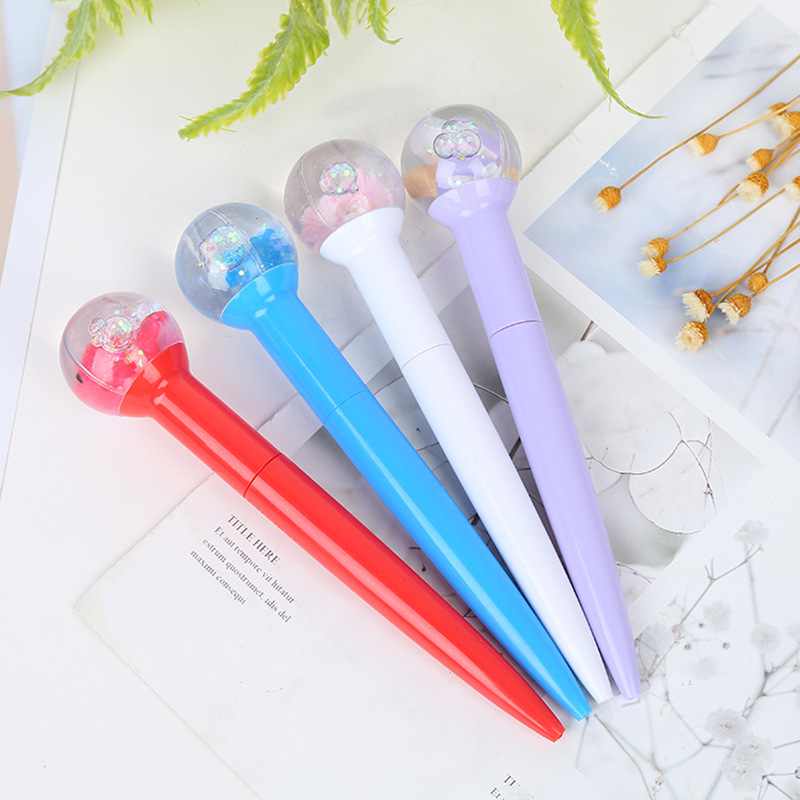 水晶球漂浮卡通圆珠笔创意韩国可爱小清新挂件笔吊坠笔中性笔