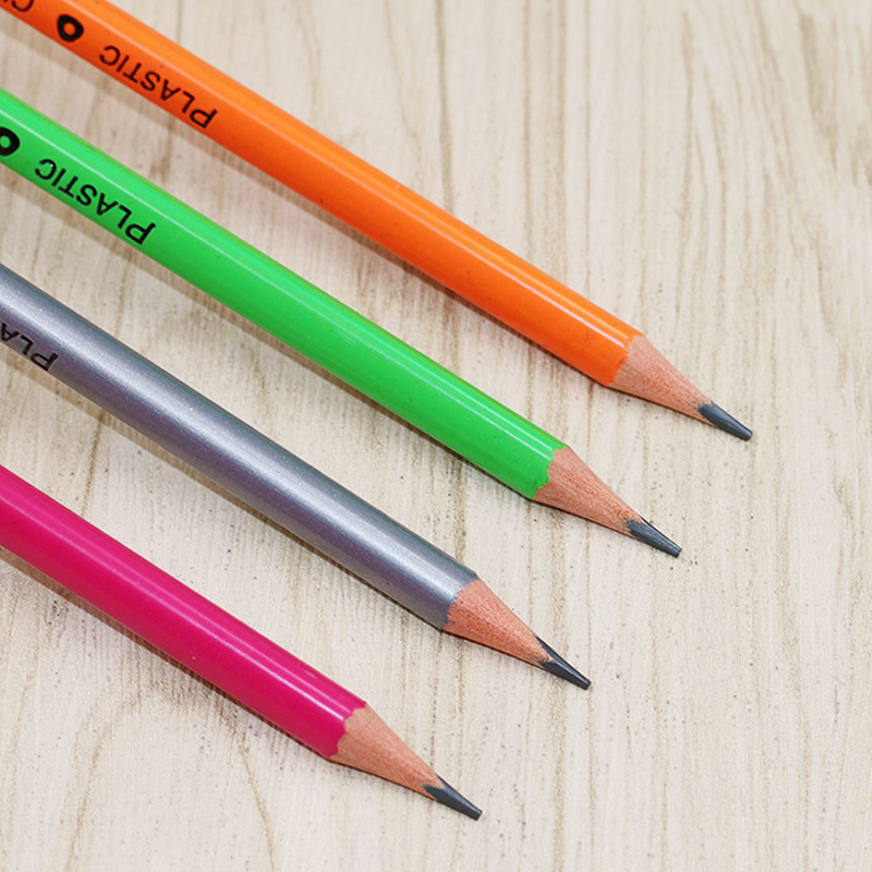 厂家直销安全环保学生写字铅笔HB荧光色12支混装三角铅笔以多从优详情图4