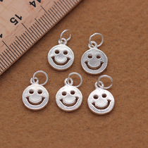925 Silver DIY accessories Shiny smiley round pendant Hand beaded bracelet Silver pendant tag