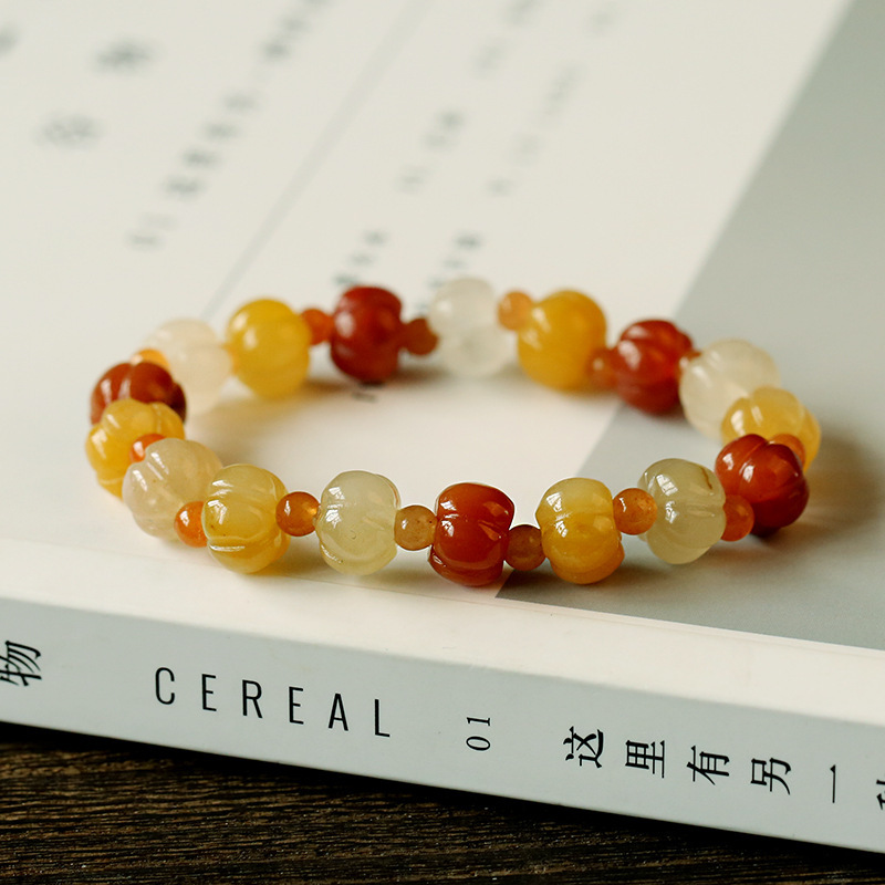Natural Golden thread jade pumpkin bead bracelet, golden thread jade small spacer beads, natural yellow jade ruyi bracelet Application Scenario