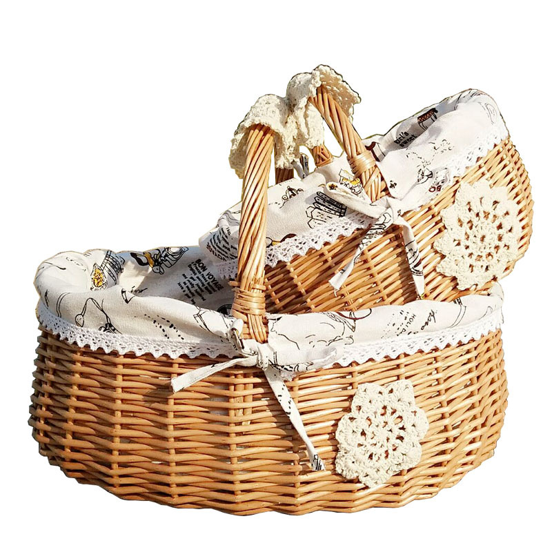 Rattan Wicker Storage Basket Vegetable Basket Egg Basket Carrying Gifts Picnic Basket Fruit Basket Small Woven Bamboo Basket Flower Basket Item Picture