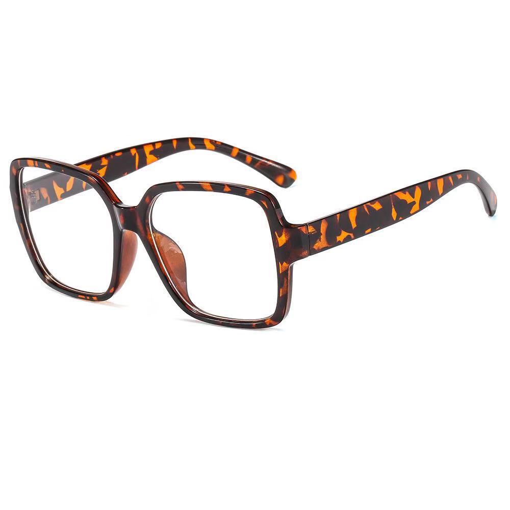The popular "Little Champs-style" large square frame men's and women's thick frame flat light glasses, retro big face slimming, street style fresh and clean glasses 3337 Specification image