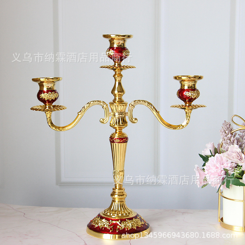Three Head Five Head Plus Luxury Silver Plated Metal Gold Glue European Alloy Candle Holder Home Hotel Ktv Classic Application Scenario