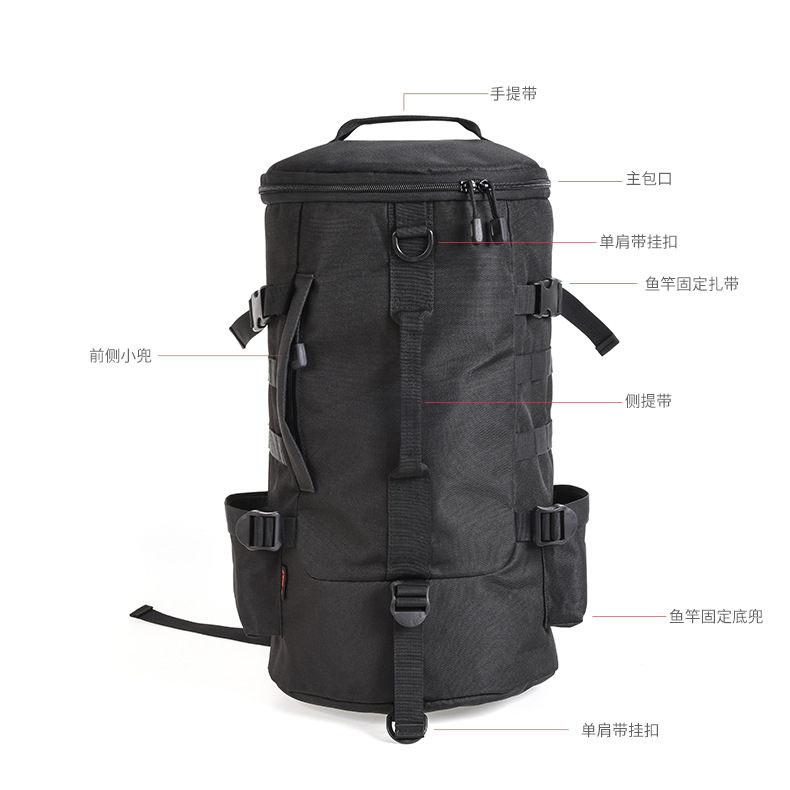 28085 LEO [Cylindrical Fishing Gear Backpack] Cylindrical Fishing rod Bag, Lull Outdoor Crossbody bag Export wholesale Application Scenario