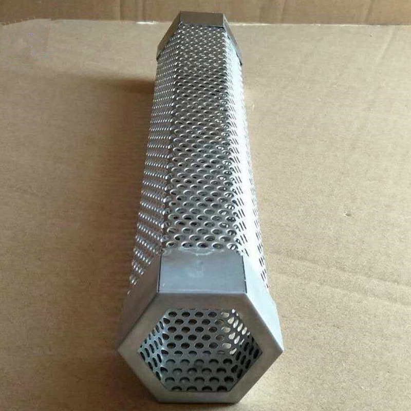Factory direct sales of stainless steel round hole pipe network, hexagonal barbecue charcoal smoke guiding pipe, 6-inch rhombic hole smoking pipe Specification image