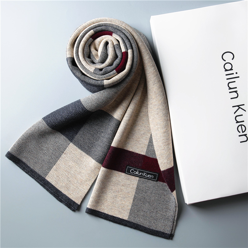 2021 Autumn And Winter New Men's Wool Scarf Male Korean Plaid Business Leisure Warm Bib Wholesale Manufacturers details Picture
