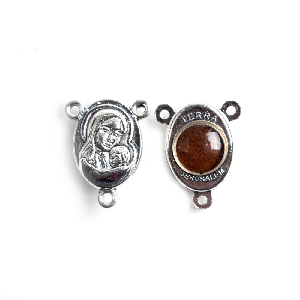 European And American Foreign Trade Hot-Selling Jewelry Alloy Pendant Triangle Connector Jerusalem Holy Earth Tripronged Cross Specification drawing