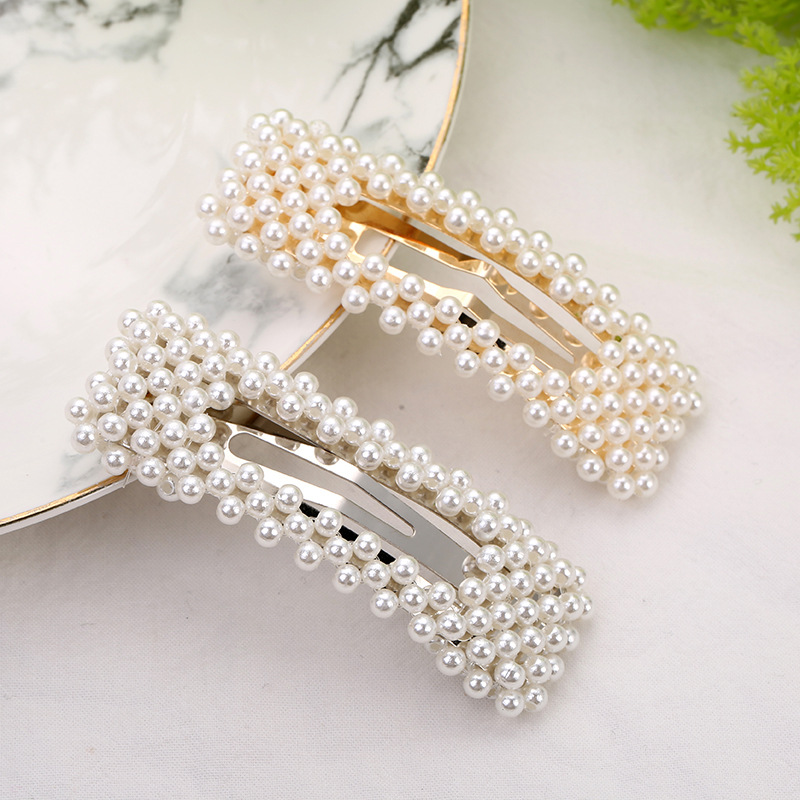 2022 New pearl hairpin Korean-style headwear, one-piece clip women's hair accessory, ins popular BB clip accessory custom wholesale details Picture